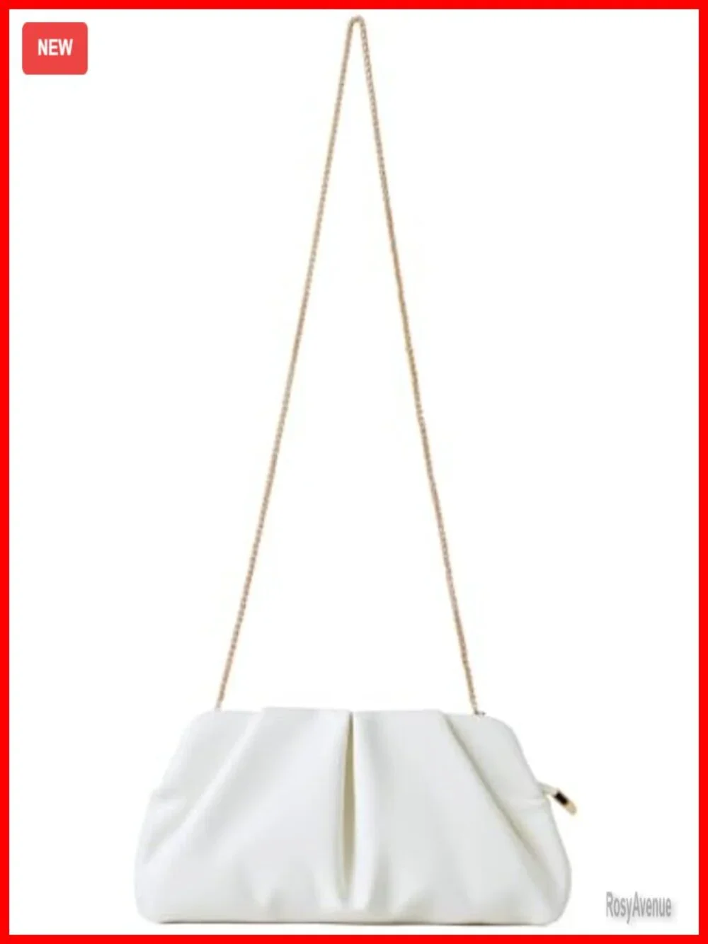 Ruched PU Leather Clutch Purse with Detachable Chain Crossbody Bag